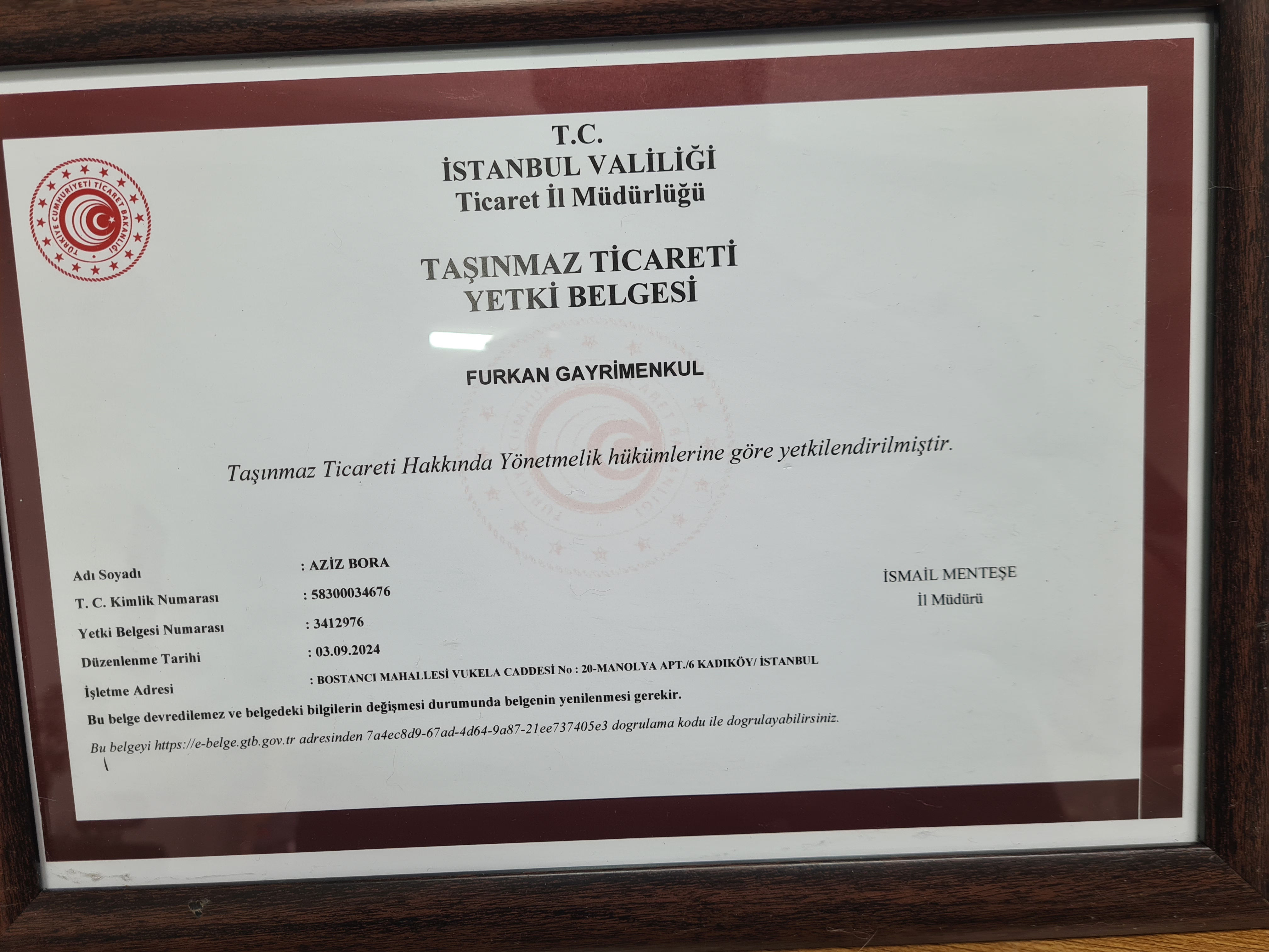 Taşınmaz Ticareti Yetki Belgesi